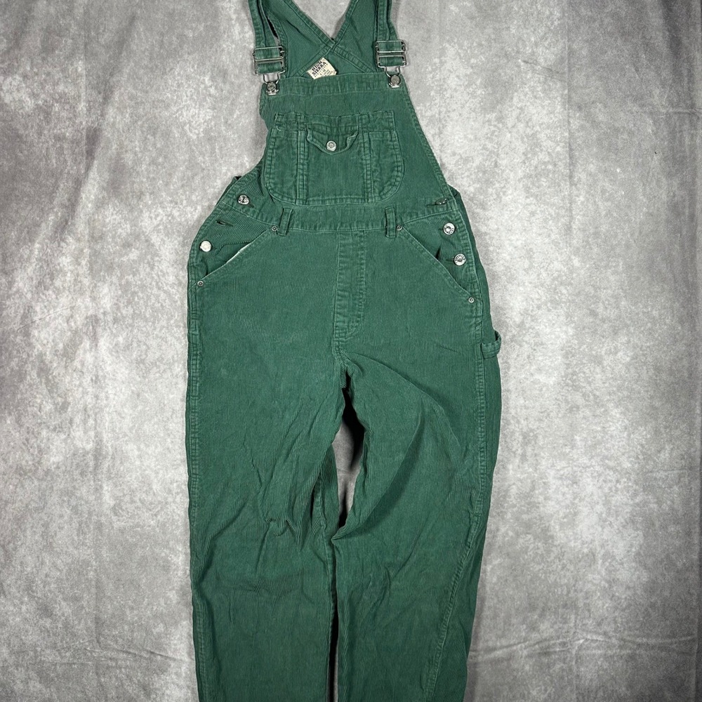 VTG High Sierra Green Corduroy Overalls Kids Large 14 Carpenter Cotton Bibs 90s
